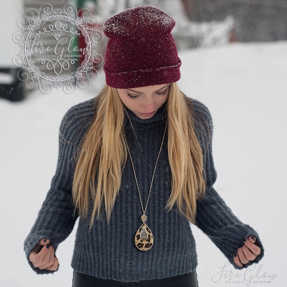 Fire Glow Jewelry - Gold Tone Teardrop Necklace Faux Fur Leopard Print